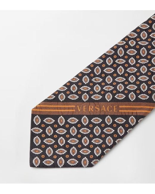 Versace White Pattern-Jacquard Tie for men