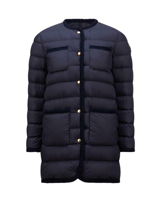 Moncler Blue Gencay Logo Patch Quilted Coat