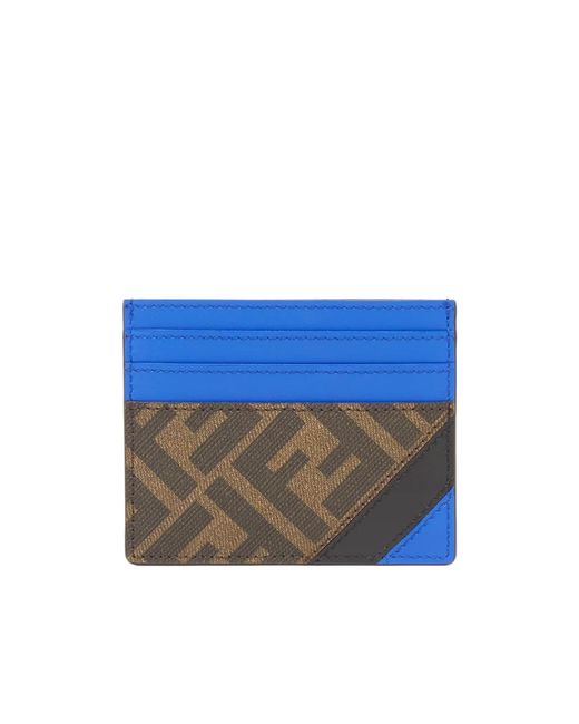 Fendi Blue Diagonal Ff Printed Card Holder for men