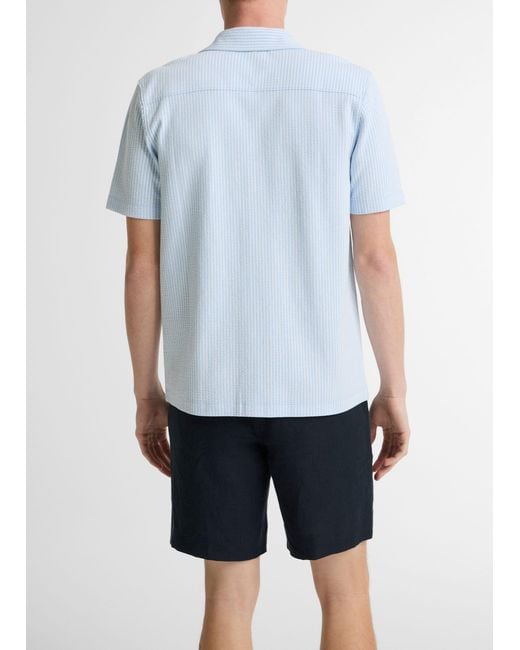 Vince Blue Striped Short-Sleeve Shirt for men