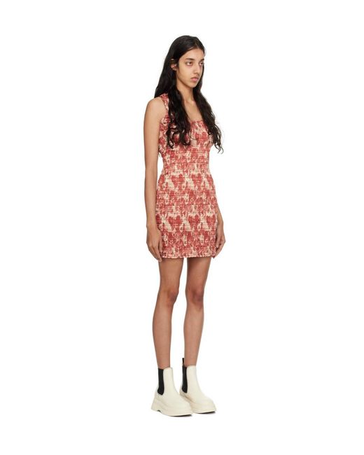 Ganni Red Floral-Print Mini Dress
