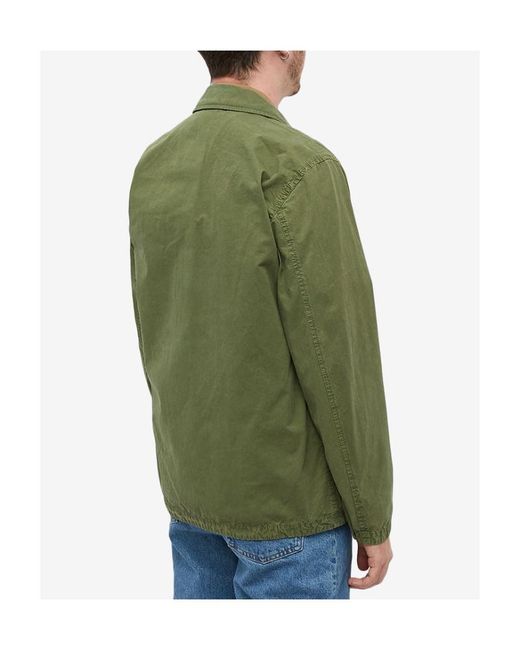 Stone Island Green Compass-Logo Zip-Up Shirt Jacket for men