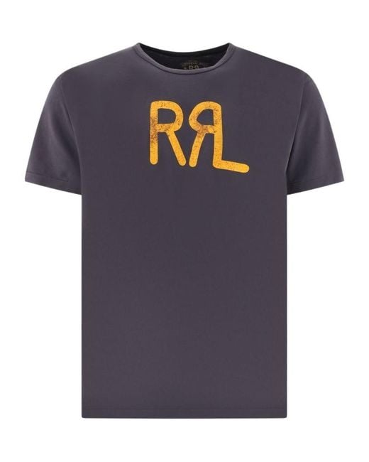 RRL Blue Logo Print T-Shirt for men