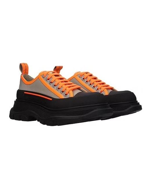 McQueen Black Tread Slick Lace Up Sneakers