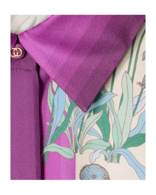 Gucci Purple Floreal Print Silk Shirt