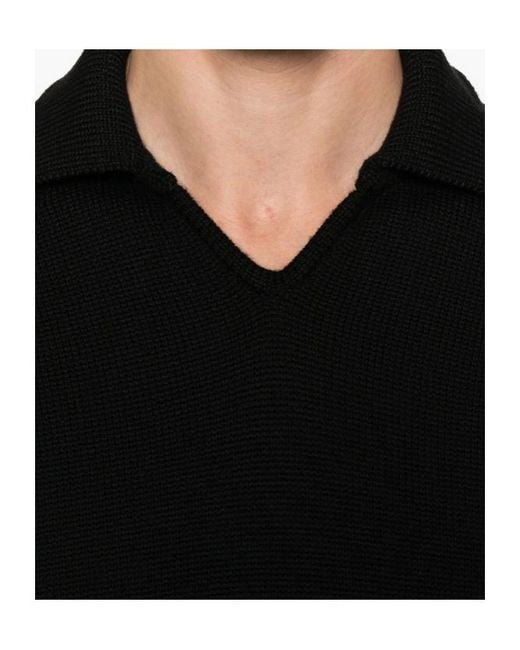 Zanone Black Polo-Neck Wool Sweater for men