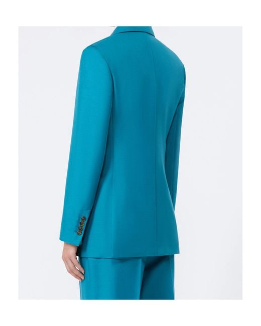 Max Mara Blue Mxmstaffa Double-Breasted Blazer