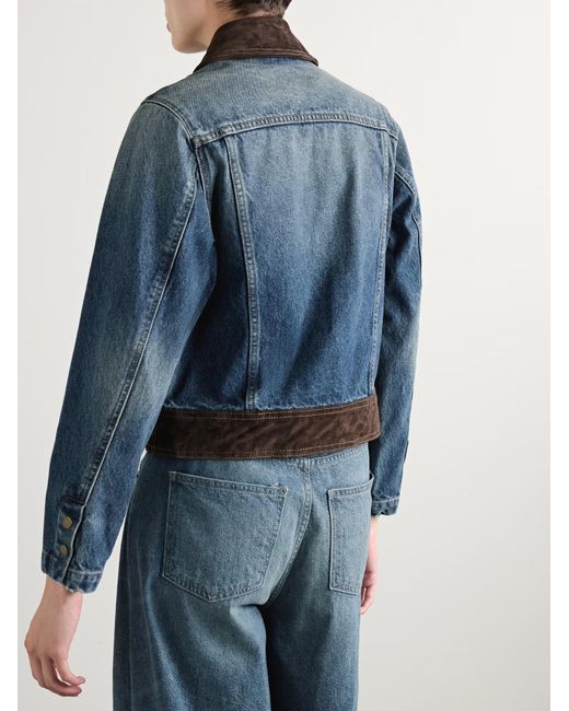 Nili Lotan Blue Patchwork Denim Jacket