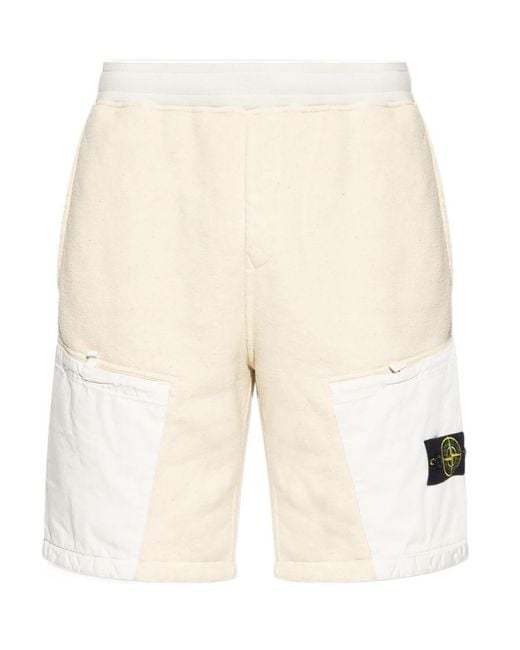 Stone Island Natural Compass-Badge Terry-Fleece Bermuda Shorts for men