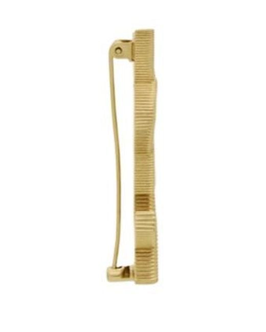 Saint Laurent Metallic Cassandre Logo Engraved Brooch