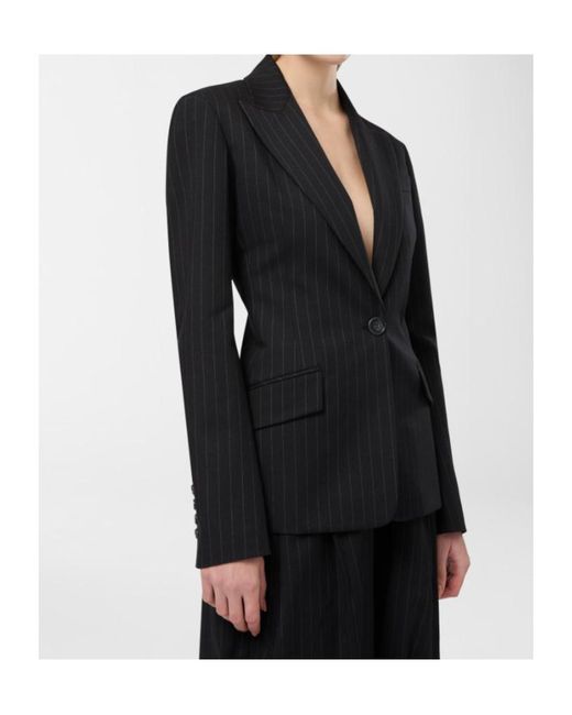 ANDAMANE Black Bianca Pinstripe Fitted Blazer