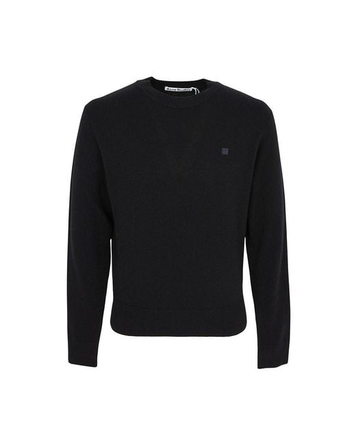 Acne Black Crew Neck Long-Sleeved Sweater for men