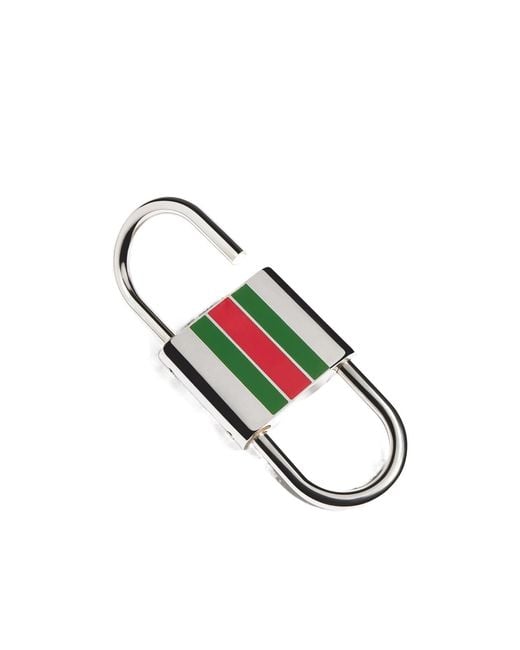 Gucci White Key Chain With Web Enamel for men