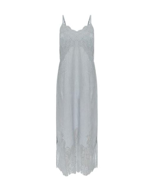 AllSaints White Samia Lace Trim Midi Dress