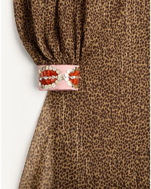Valentino Brown Fauve Éclat Printed Midi Dress
