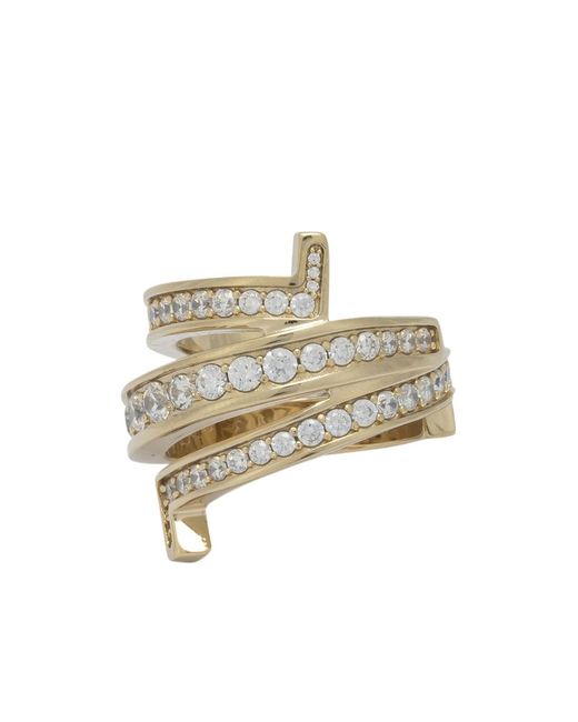 Ferragamo White Gancini Embellished Ring