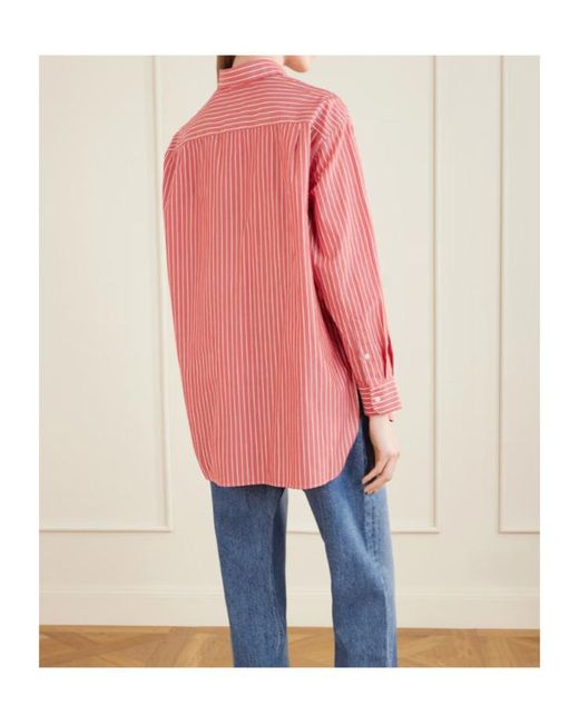 Nili Lotan Pink Yorke Striped Cotton Shirt
