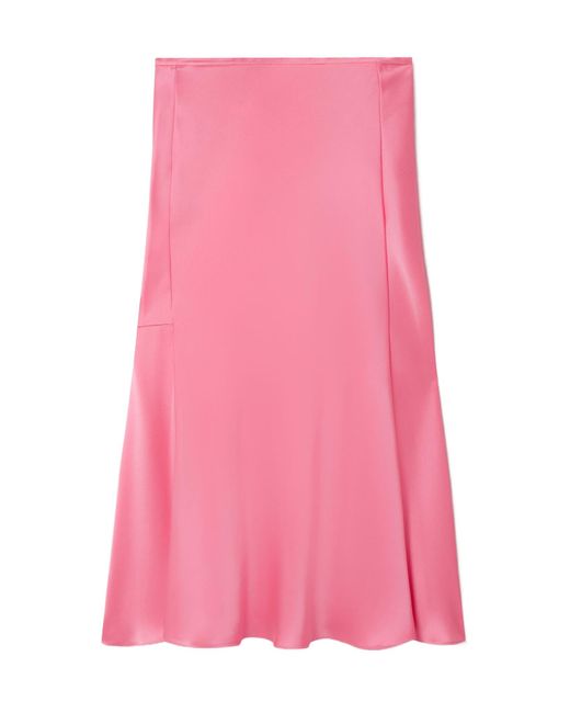 Stella McCartney Pink Double Satin Oblique Cut Medium Length Skirt
