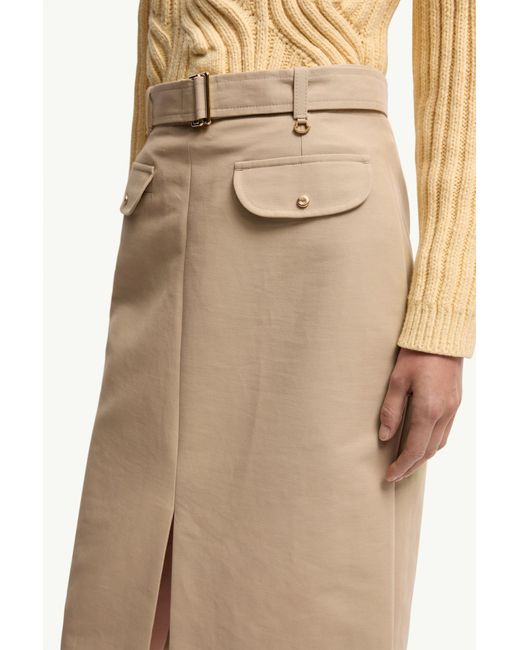Moncler Natural Belted Knee-Length Cotton Skirt