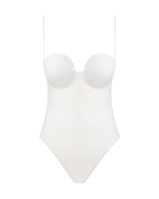 Magda Butrym White Retro Bustier Swimsuit