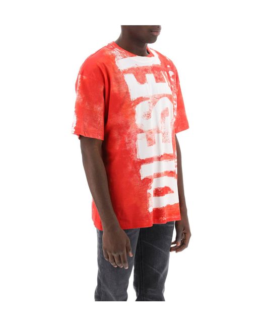 DIESEL Red T-Boxt Bisc Logo Printed Crewneck T-Shirt for men