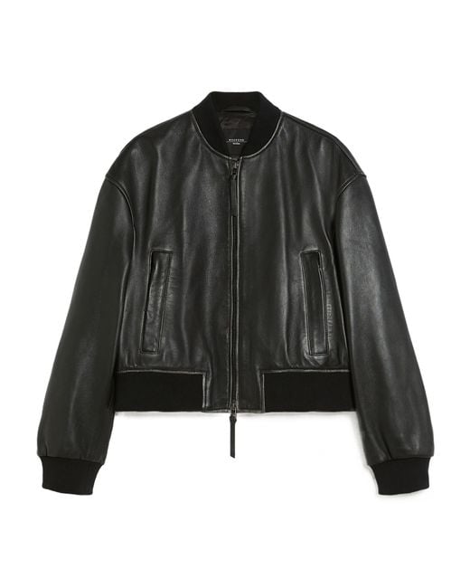 Weekend by Maxmara Black Nappa Pilot Jacket