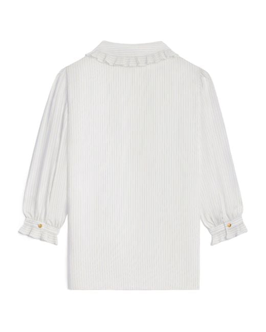 Céline White Blouse With Frilled Claudine Collar
