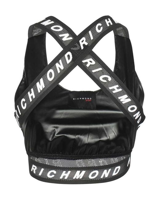 John Richmond Black Logo-Strap Performance Top
