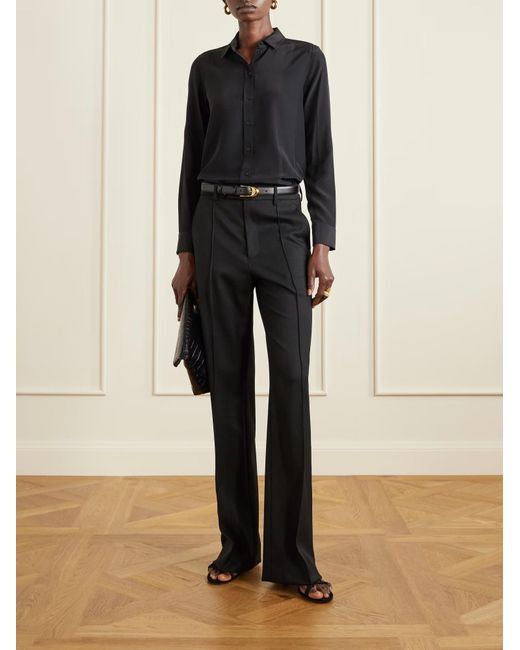 Nili Lotan Black Etoile Wool Twill Straight Leg Casual Pants