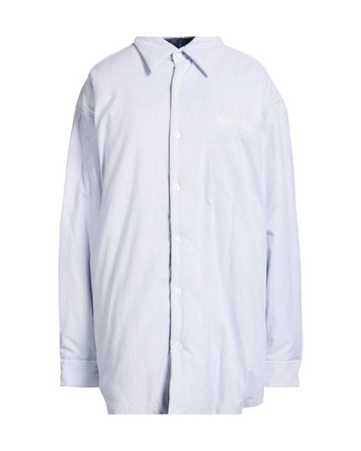 Maison Margiela Blue Fine-Striped Oversized Longline Shirt