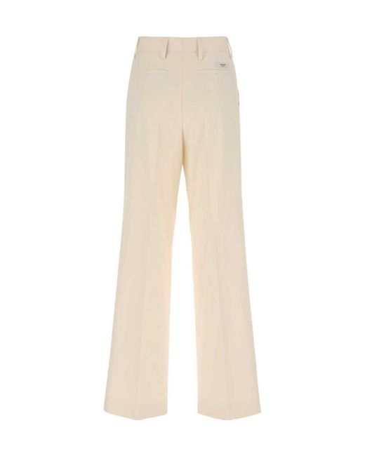 Prada Natural Pressed-Crease Straight Leg Tailored Trousers