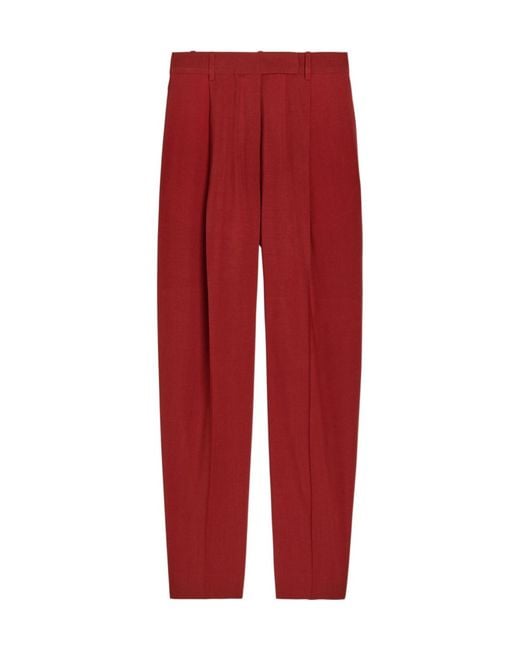 Rohe Red Pleated Wool Trousers
