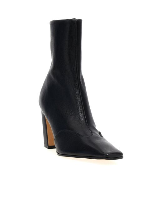 Khaite Black Nevada Square-Toe Ankle Boots