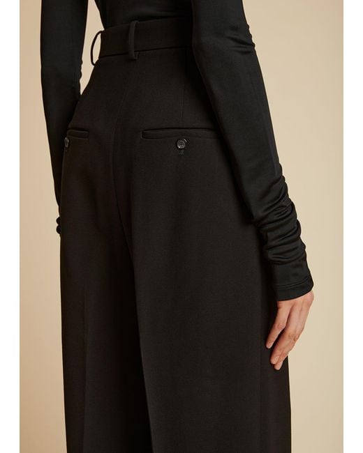 Khaite Black Cessie High-Waist Straight Leg Trousers