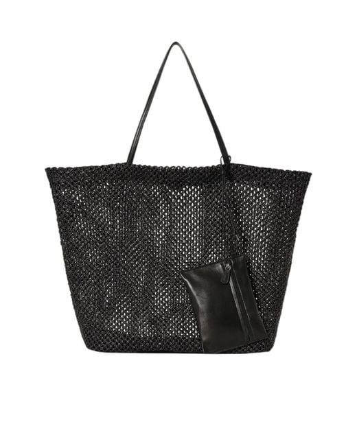 The Row Black Barn Open-Weave Tote Bag