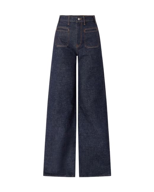 Khaite Blue Delmonico High-Waisted Wide-Leg Jeans