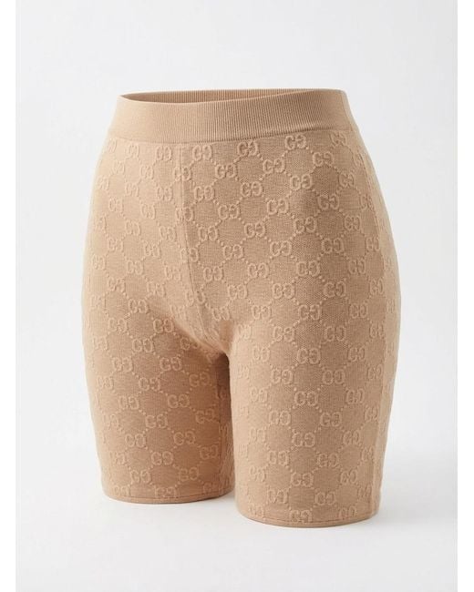 ⭕Gucci GG Monogram Jersey shortpants Gucci Gg Jersey Jacquard Shorts in Natural | Lyst