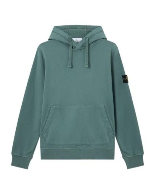 Stone Island Green Logo Patch Drawstring Hoodie for men