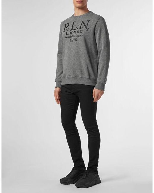 Philipp Plein Gray Logo Printed Sweater for men