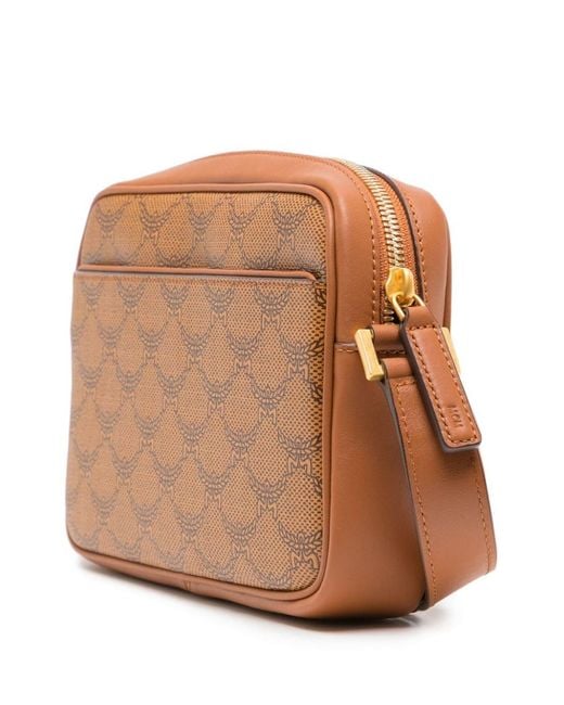 MCM Brown Himmel Lauretos Logo Printed Small Crossbody Bag