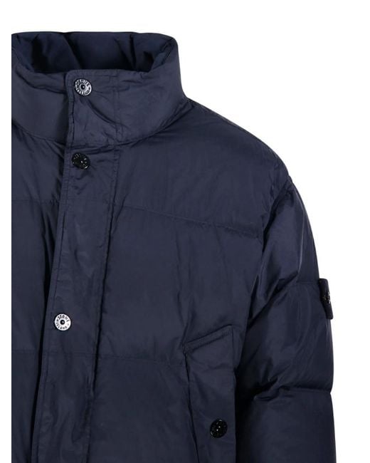 Stone Island Blue Logo Patch Puffer Jacket for men