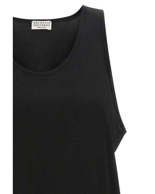 Brunello Cucinelli Black 'Monile' Silk Top