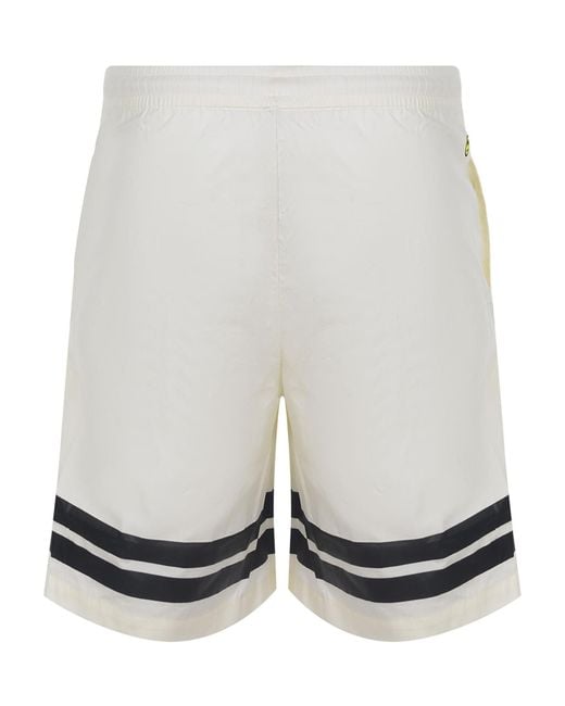 Barrow White Drawstring Striped Athletic Shorts for men