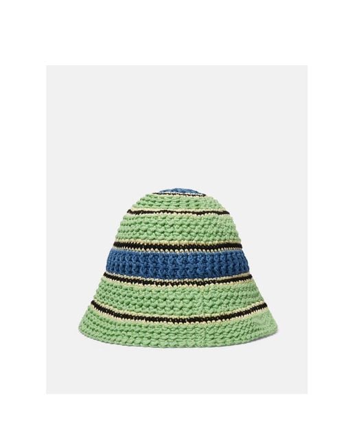 Stella McCartney Green Colour-Block Crochet Hat
