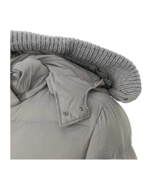 Herno Gray Quilted Hooded Puffer Coat for men