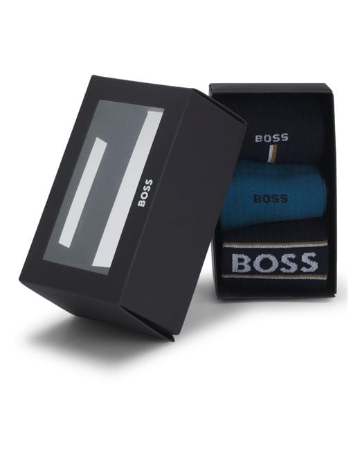 Boss Blue Three Pairs Comfortable Breathable Pure Cotton Socks