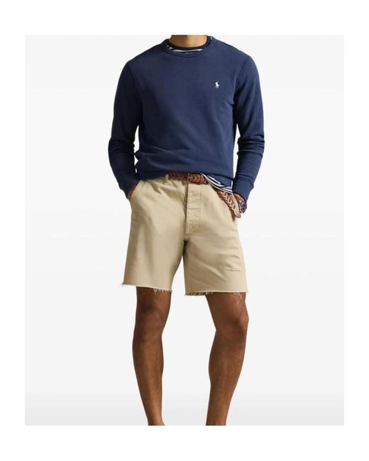 Polo Ralph Lauren Blue French Terry Embroidered Crewneck Sweatshirt for men