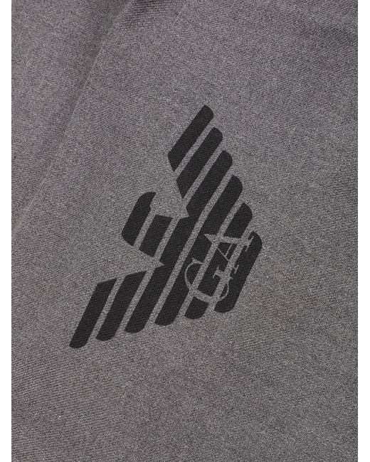 Emporio Armani White Logo-Printed Fringed Scarf for men