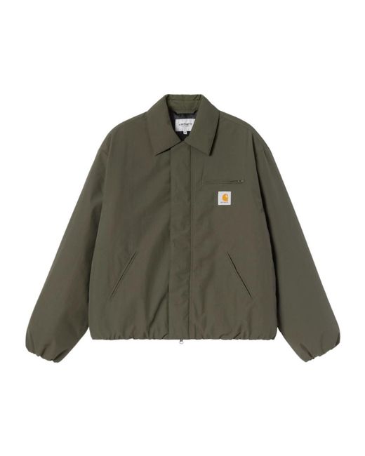 Carhartt Green Logo-Patch Zip-Up Jacket for men