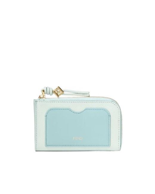 Fendi Blue Ff Diamonds Card Case Pouch